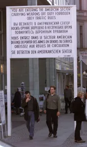 Ten years after the Berlin Wall a sign in the street reads You are entering Ten years after the Berlin Wall a sign in the street reads You are entering