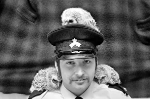 Three young baby owls perched on the shoulders of RSPCA officer David Barnes Three young baby owls perched on the shoulders of RSPCA officer David Barnes