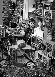 Young boy surrounded by toys. 23rd November 1970 Young boy surrounded by toys. 23rd November 1970