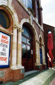 A young girl performing a hand stand outside Guisborough Methodist Church A young girl performing a hand stand outside Guisborough Methodist Church
