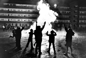 Young revellers enjoy a bonfire at Myrtle Gardens, Liverpool, Merseyside Young revellers enjoy a bonfire at Myrtle Gardens, Liverpool, Merseyside