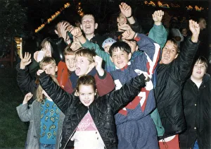 Youngsters salute Manchester 2000 Olympic Bid hopes at Piccadilly Gardens firework Youngsters salute Manchester 2000 Olympic Bid hopes at Piccadilly Gardens firework