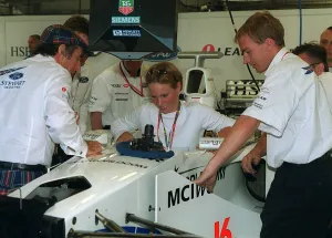 Zara Phillips British Grand Prix Silverstone 1999 she squeezes into a Stewart Ford Zara Phillips British Grand Prix Silverstone 1999 she squeezes into a Stewart Ford