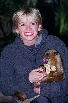 Zoe Ball Radio/TV Presenter October 1998 At London Zoo holding a baby bear she has Zoe Ball Radio/TV Presenter October 1998 At London Zoo holding a baby bear she has