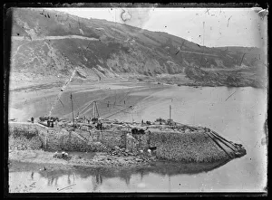 Building of Banjo Pier from original Groyne, Looe Building of Banjo Pier from original Groyne, Looe