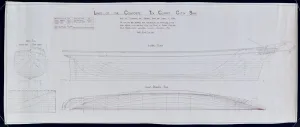 All Image Prints: Cutty Sark Tea Clipper Line Plan Print (1/8 inch to 1 foot scale)