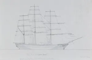 Cutty Sark Tea Clipper Print - Sail and Rigging Profile Plan