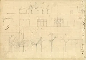 Isambard Kingdom Brunel Designs Prints: Isambard Kingdom Brunel sketch: designs for the interior of Paddington Station, 1851