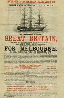 Sailing poster for the SS Great Britain, 14 December 1871 Sailing poster for the SS Great Britain, 14 December 1871