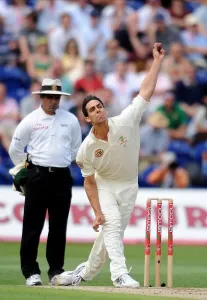Mitchell Johnson Print, Cricket Match at Swalec Stadium