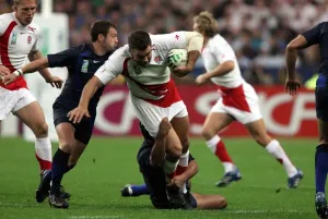 Nick Easter Powers Through Print of France V England Rugby Match
