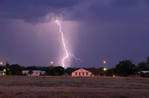 Namibia Lightning Print over Church in Tsumeb, Oshikoto Region