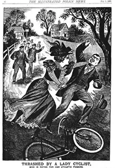 1744 Thrashed by a Lady Cyclist Print