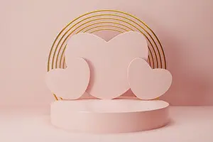 Pink Podium Print: Minimal Geometric Forms