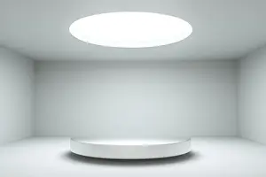 3D Rendering Print of Round Platform in Empty Room