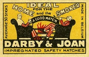 Images Dated 23rd November 2016: advertising, household, match label, trademark Darby & Joan, Ideal for the home and the smoker