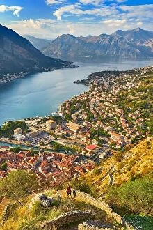 Montenegro Collection: Aerial view of Kotor Old Town, Bay of Kotor, Montenegro