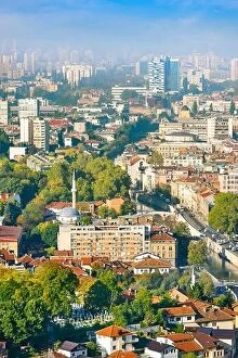 Bosnia and Herzegovina Collection: Aerial view of Sarajevo, capital city of Bosnia Herzegovina
