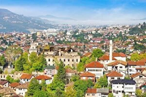Bosnia and Herzegovina Collection: Aerial view of Sarajevo, capital city of Bosnia Herzegovina