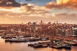 Netherlands Collection: Amsterdam, Netherlands city skyline on the North Sea Canal at dusk