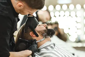 Barber making beard form Print