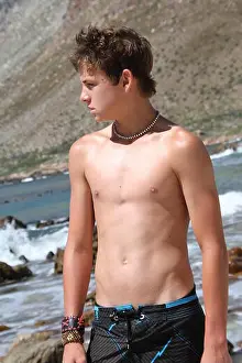 Teen Boy Model on Beach Print