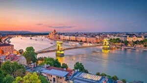 Hungary Collection: Budapest, Hungary. Aerial cityscape image of Budapest panorama with Chain Bridge