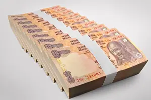 Ten Rupees Note Bundles Print
