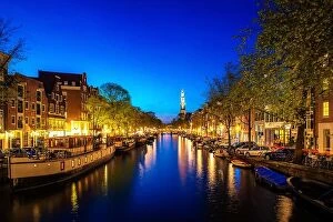 Images Dated 4th May 2016: Canals of Amsterdam at night in Netherlands. Amsterdam is the capital