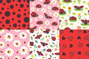 Framed Print : Ladybug Print Seamless Pattern Framed Print : Ladybug Print Seamless Pattern