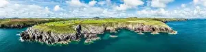 Cliffs and Fields Print from a Drone Over Porthclais, St Davids