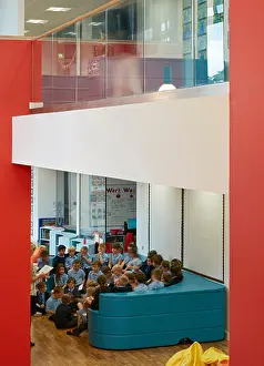 Cluster of children in circulation space Print