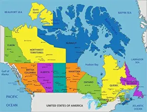 Colorful Canada Political Map Print