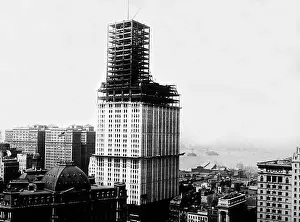 Construction of the Woolworth Building, New York Print, early 1900s
