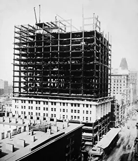 Print of the Woolworth Building under construction in New York