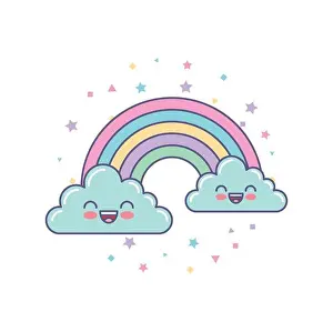 Cute Clouds and Rainbow Print
