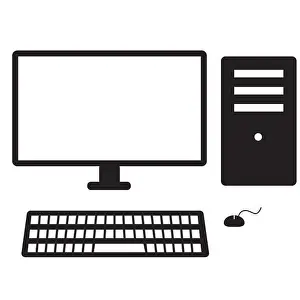 Flat Style Desktop Computer Print on White Background