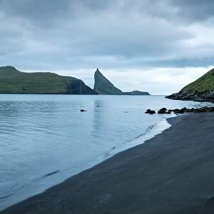 Denmark Collection: Dramatic view on Drangarnir and Tindholmur sea stacks in Atlantic ocean, Faroe Islands