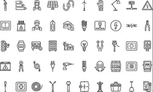 Electrician Tools Print Icon Set