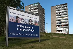 Print of a welcome sign in Frankfurt (Oder), Germany
