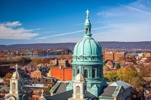 Images Dated 23rd November 2016: Harrisburg, Pennsylvania, USA cityscape with historic churches during autumn season