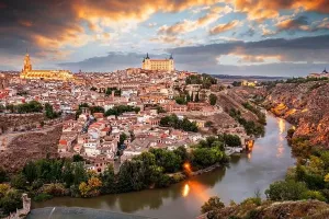 Toledo Print: Old Town at Dusk on the River