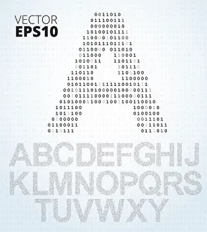 Binary Code Alphabet Print featuring Alamys A-Z Font Listing