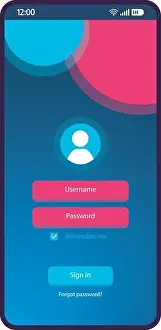 Blue Login Page Smartphone Interface Vector Print Template