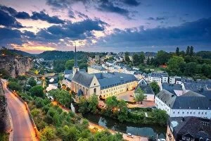 Luxembourg Collection: Luxembourg City. Aerial cityscape image of old town Luxembourg during beautiful summer sunrise