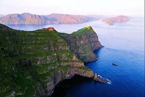 Denmark Collection: Majestic Alaberg cliffs on Mykines island, Faroe Islands. Landscape photography