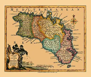 Images Dated 23rd October 2024: Minorca Island Map Print 1756