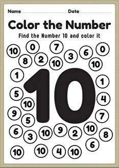 Printable Maths Worksheet for KG Class, Number 10