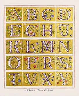 Medieval Alphabet Initials Print