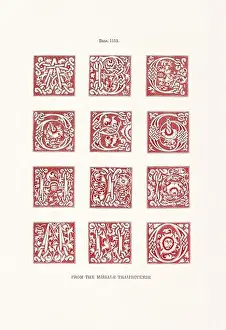 Medieval Alphabet Initials Print: 19th-Century Illustration